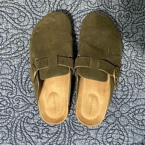 Maurices Forest Green Suede Mules